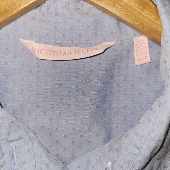 Victoria's Secret Blue Button Down/Up Longsleeve Nightgown Pajam Night Shirt XS - Picture 9 of 11